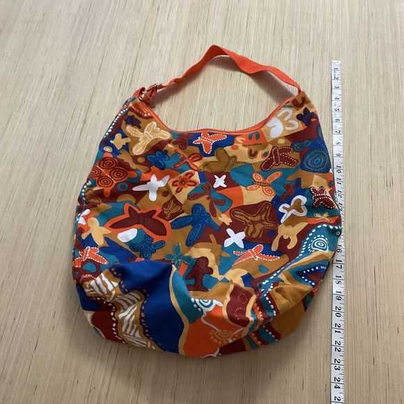 Jijaka Kangaroo Aboriginal Dot Art Shoulder Bag Sound of Joy Multi Color Orange - Picture 3 of 9